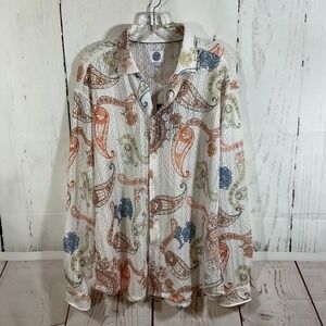 Kilburne Finch Mens XXL Sheer Mesh Paisley Button Up Shirt Party Clubwear Cruise